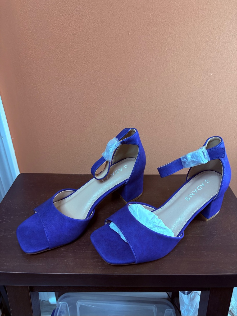 Adams Purple Suede Block Heel Sandals with Ankle Strap